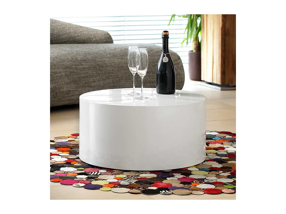 Design Couchtisch in Zylinderform Weiß