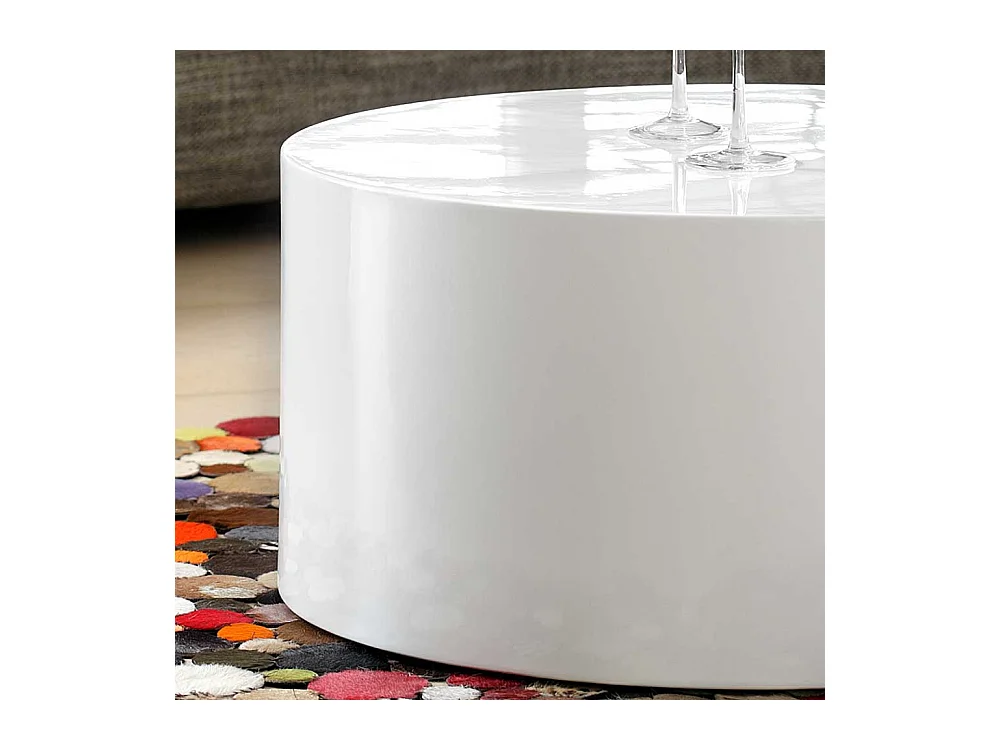 Design Couchtisch in Zylinderform Weiß
