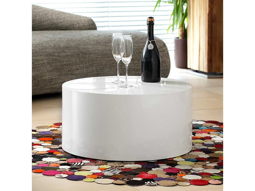 Design Couchtisch in Zylinderform Weiß