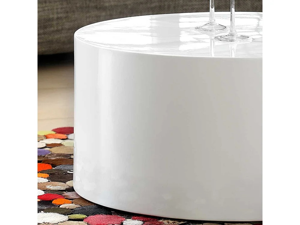 Design Couchtisch in Zylinderform Weiß