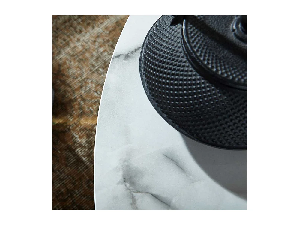 Couchtisch in Weiß Marmor Optik und Goldfarben rund