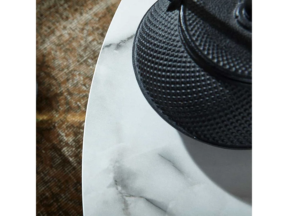 Couchtisch in Weiß Marmor Optik und Goldfarben rund