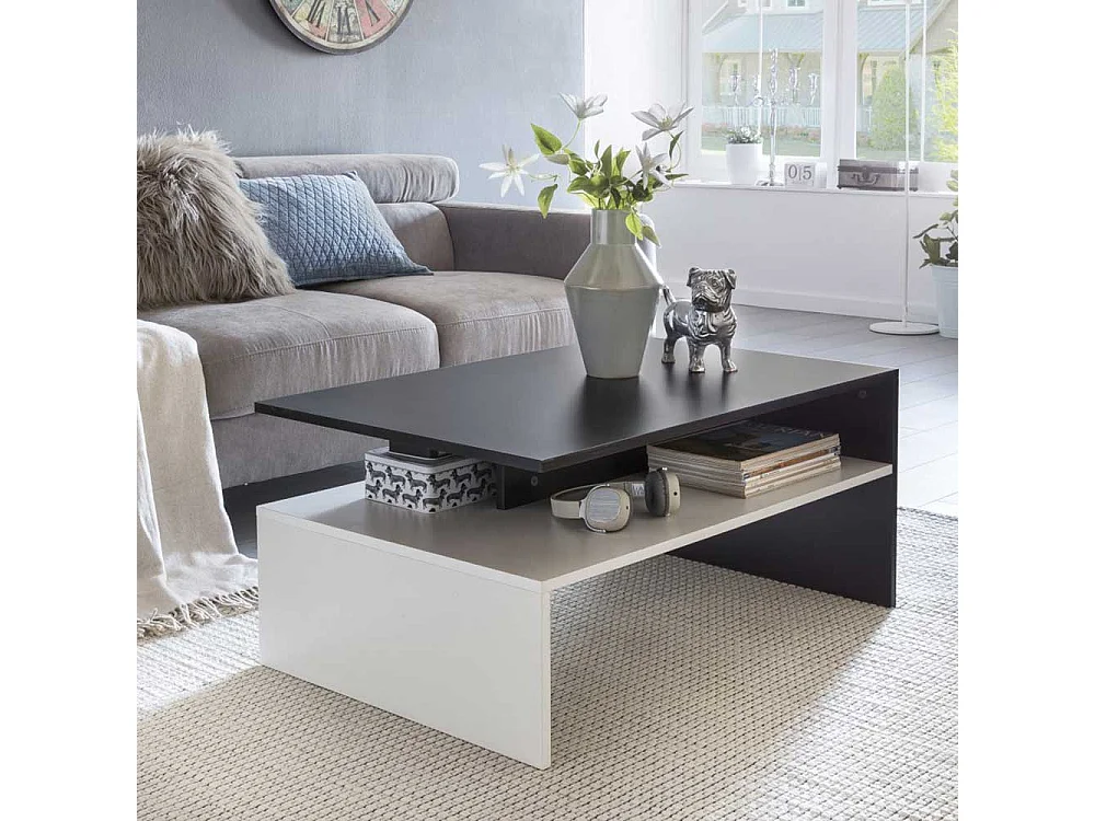 Couchtisch in Schwarz und Weiß 90 cm breit