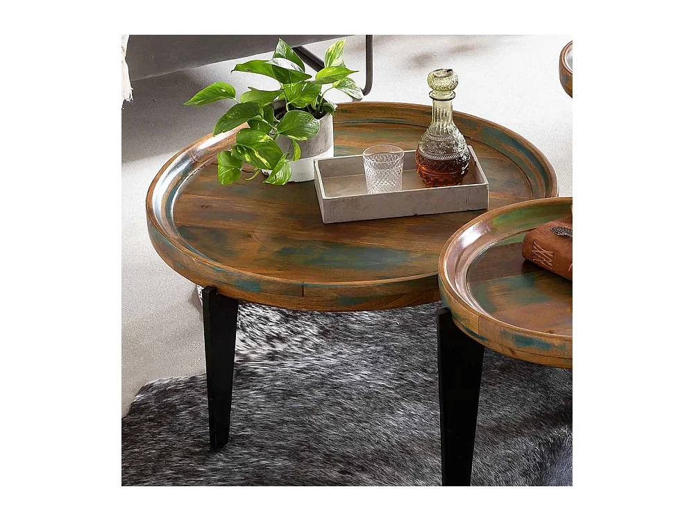 Runder Sofatisch in Bunt lackiert Shabby Chic Design