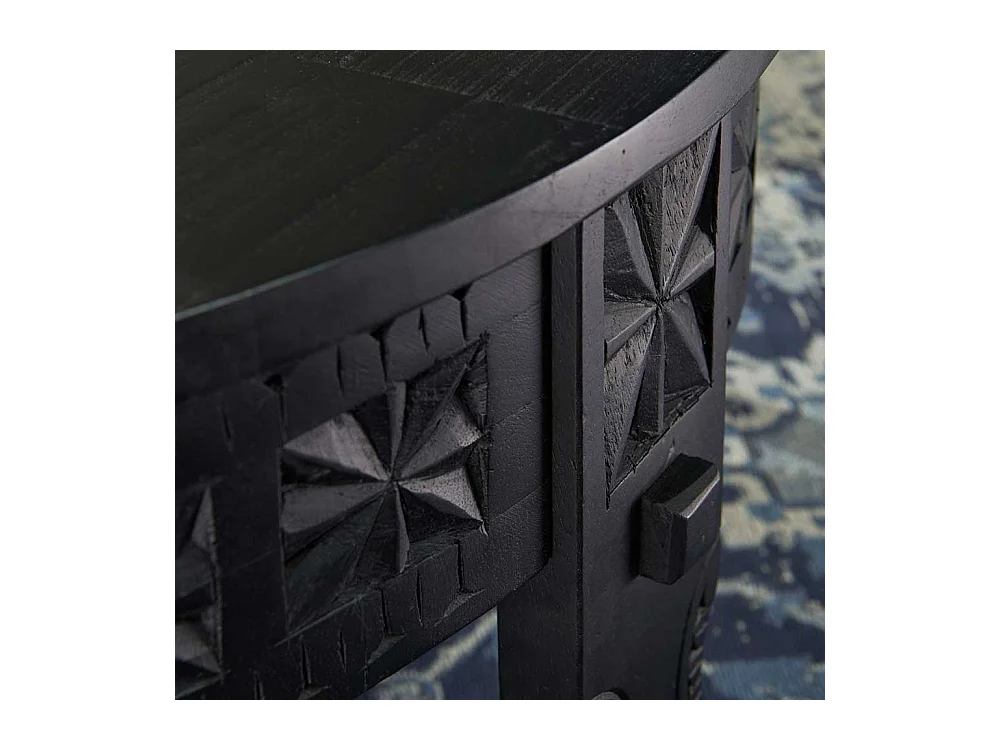 Orientalischer Couchtisch in schwarz lackiert runder Tischplatte