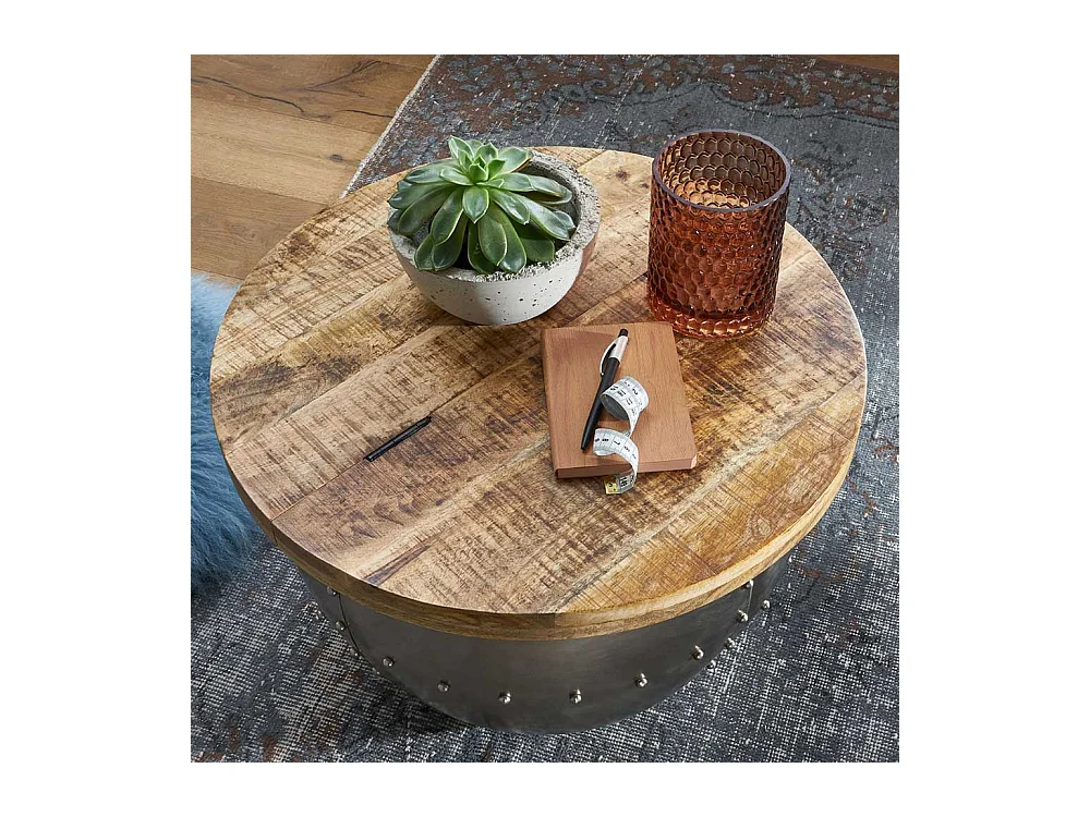 Factory Wohnzimmer Tisch mit Gestell in Trommelform Truhe