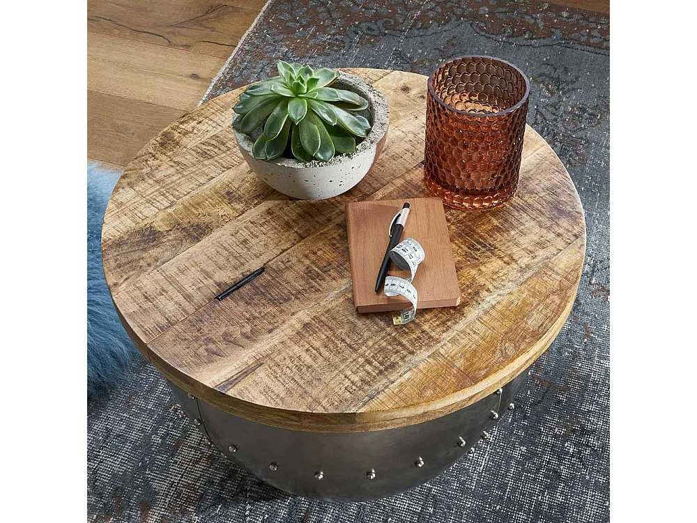 Factory Wohnzimmer Tisch mit Gestell in Trommelform Truhe