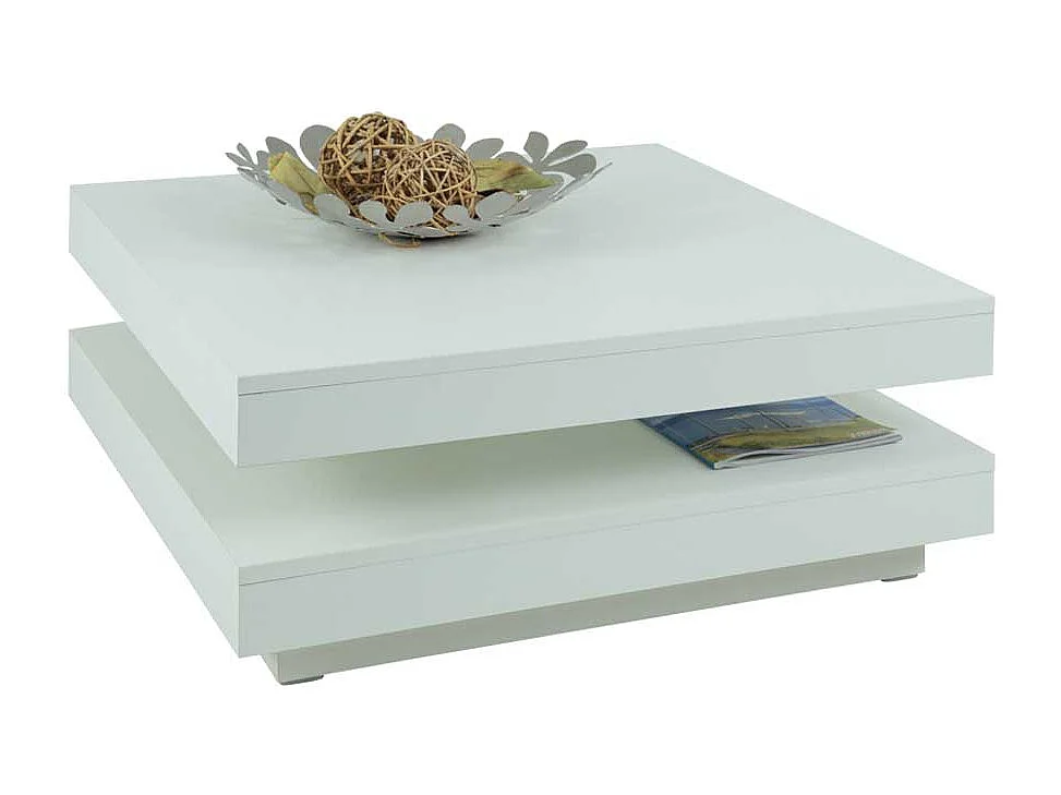 Couchtisch mit drehbarer Platte Weiß