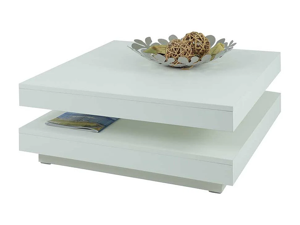Couchtisch mit drehbarer Platte Weiß