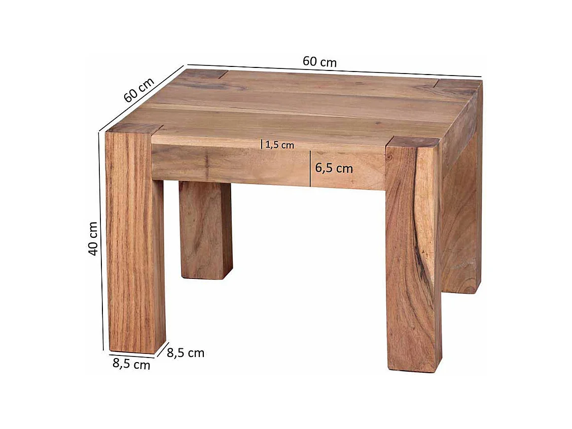 Wohnzimmer Couchtisch aus Akazie Massivholz 40 cm hoch