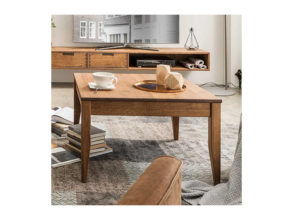 Echtholztisch für Wohnzimmer Eiche dunkel massiv