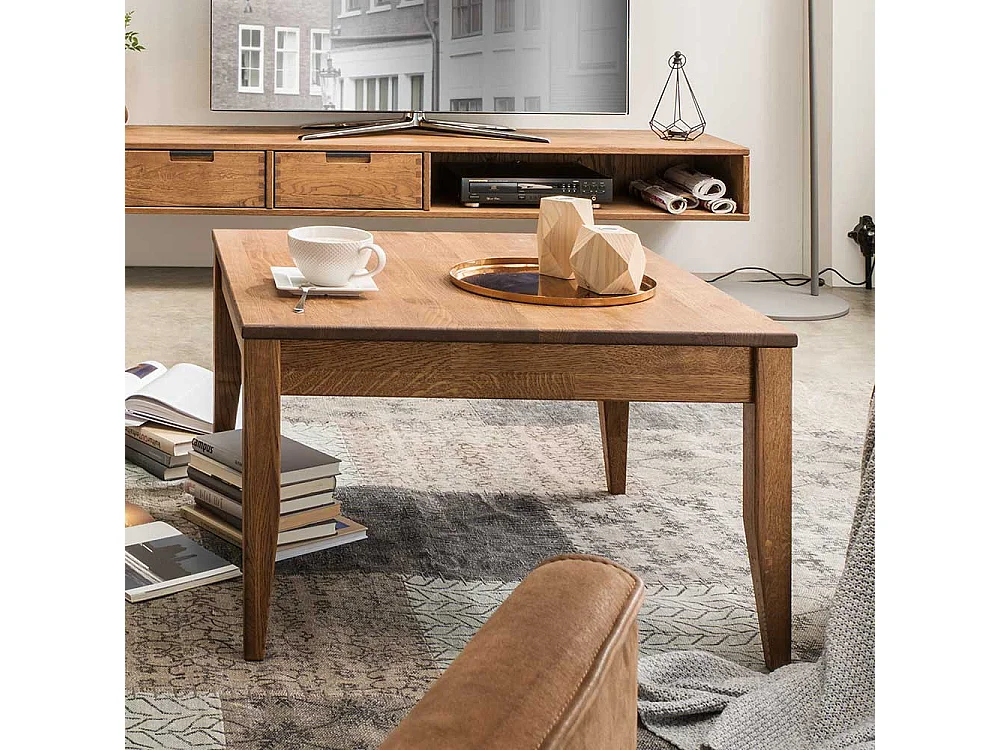 Echtholztisch für Wohnzimmer Eiche dunkel massiv