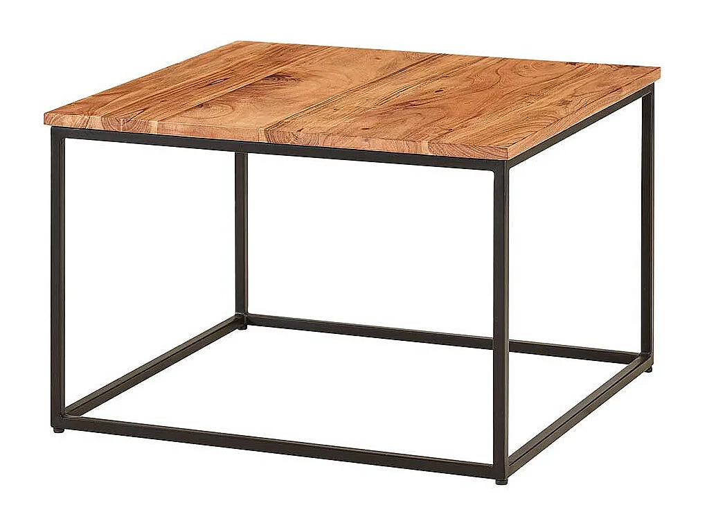 Sofa Tisch quadratisch aus Akazie Massivholz Metall