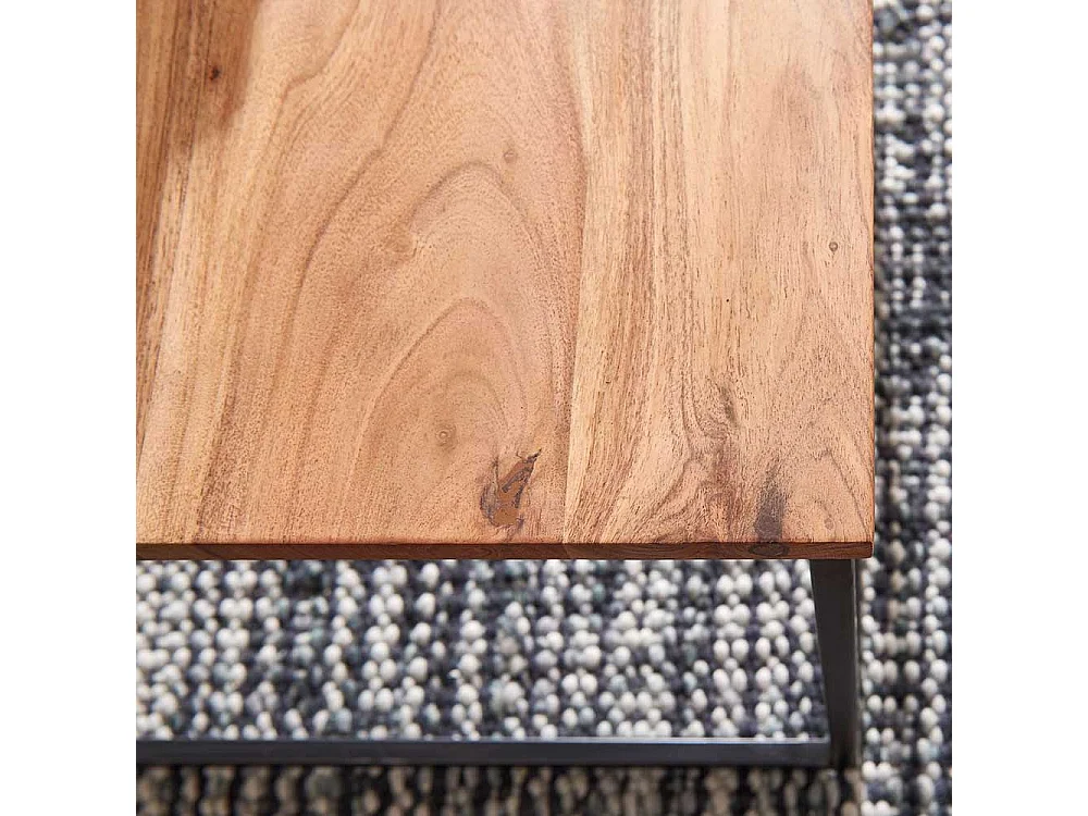 Sofa Tisch quadratisch aus Akazie Massivholz Metall