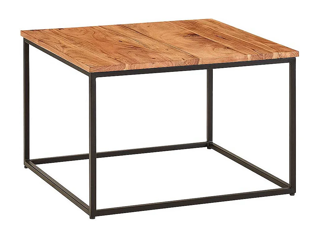 Sofa Tisch quadratisch aus Akazie Massivholz Metall