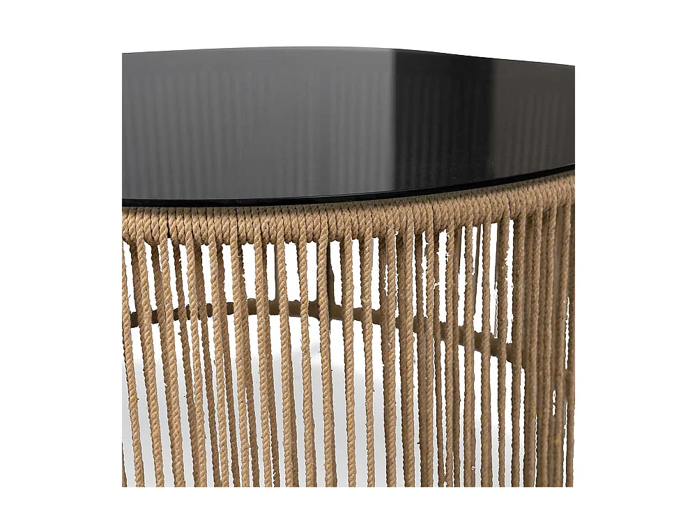 Wohnzimmertisch Sofatisch aus getöntem Glas und Geflecht