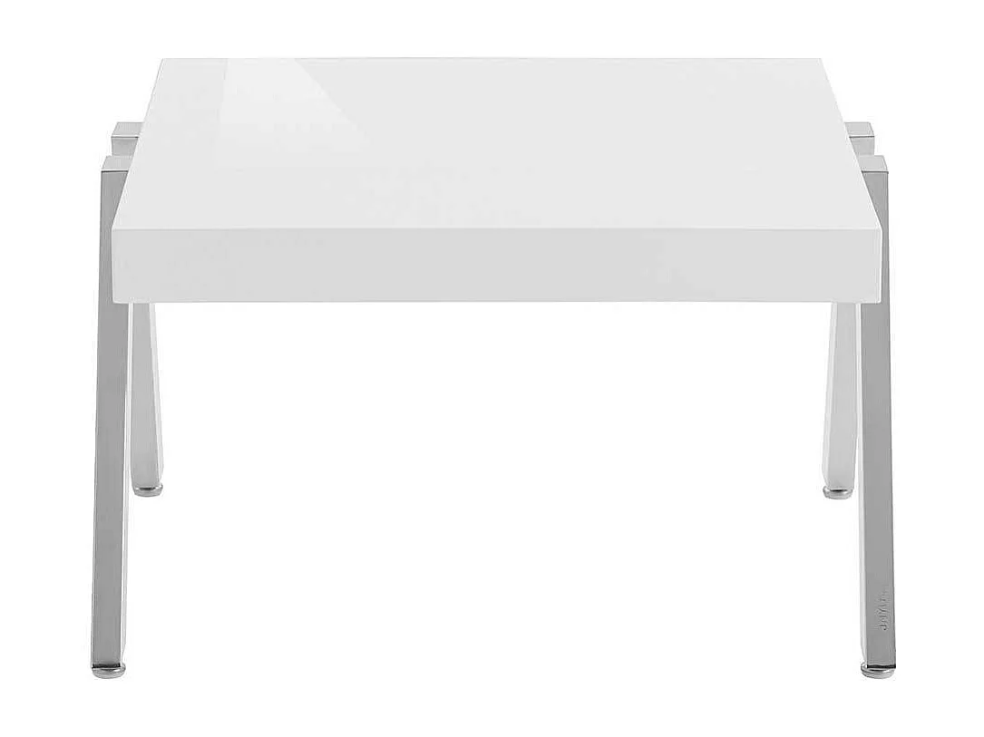 Sofatisch in Weiß und Chromfarben 60 cm breit