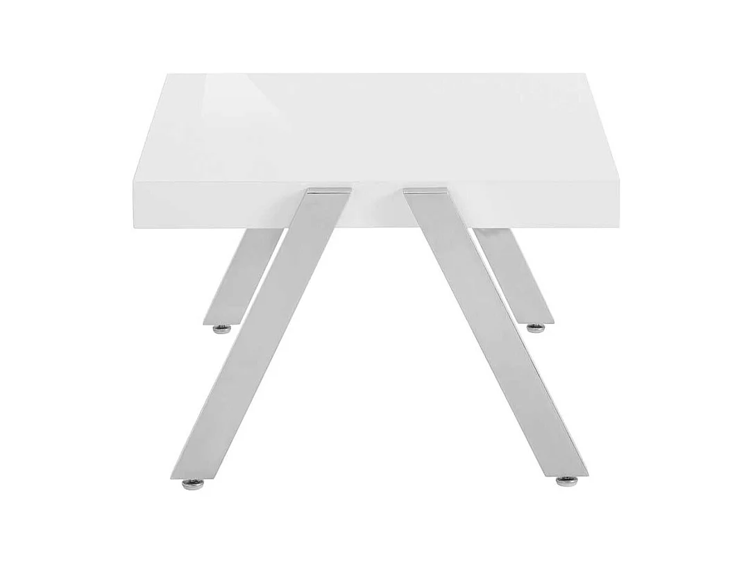 Sofatisch in Weiß und Chromfarben 60 cm breit