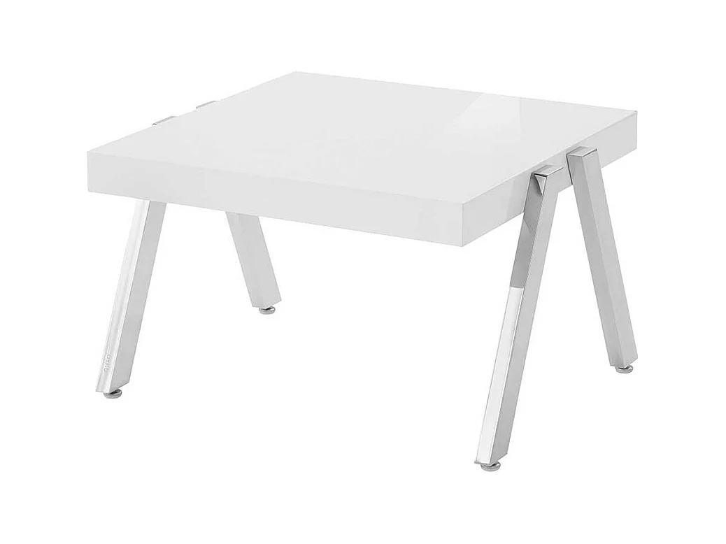 Sofatisch in Weiß und Chromfarben 60 cm breit