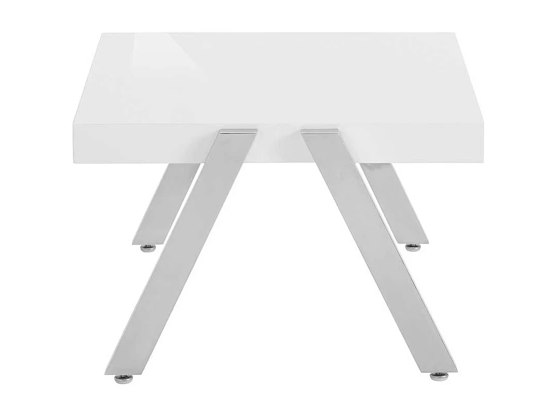 Sofatisch in Weiß und Chromfarben 60 cm breit