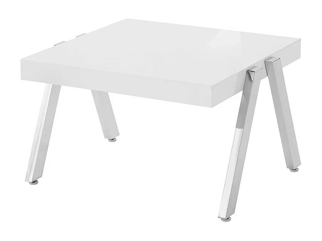 Sofatisch in Weiß und Chromfarben 60 cm breit