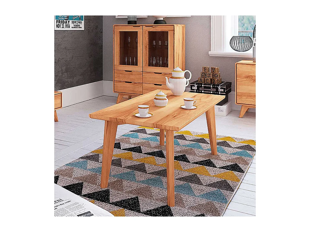 Massivholz Couchtisch aus Kernbuche geölt 4-Fußgestell