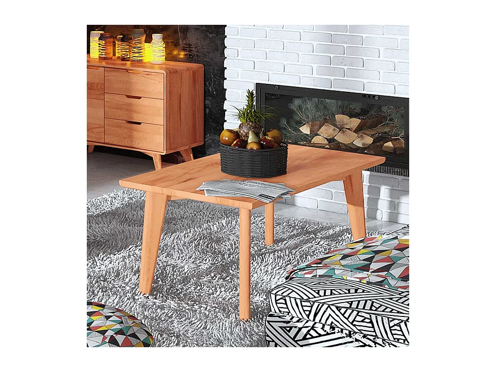 Massivholz Couchtisch aus Kernbuche geölt 4-Fußgestell