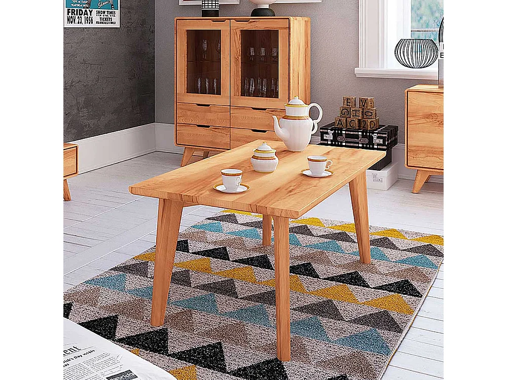 Massivholz Couchtisch aus Kernbuche geölt 4-Fußgestell