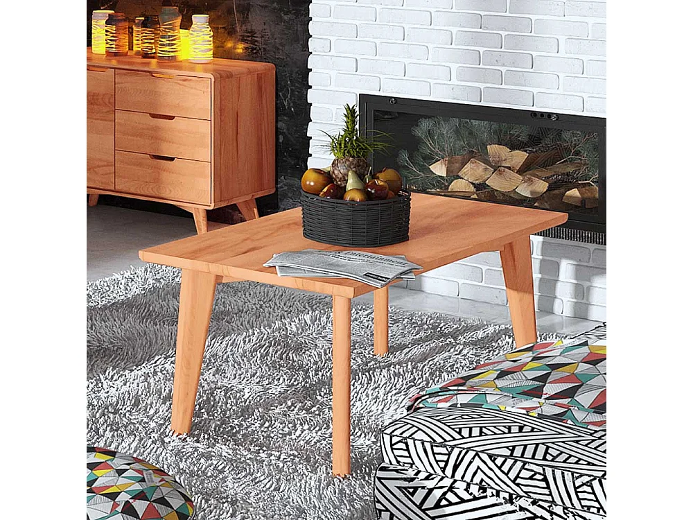 Massivholz Couchtisch aus Kernbuche geölt 4-Fußgestell