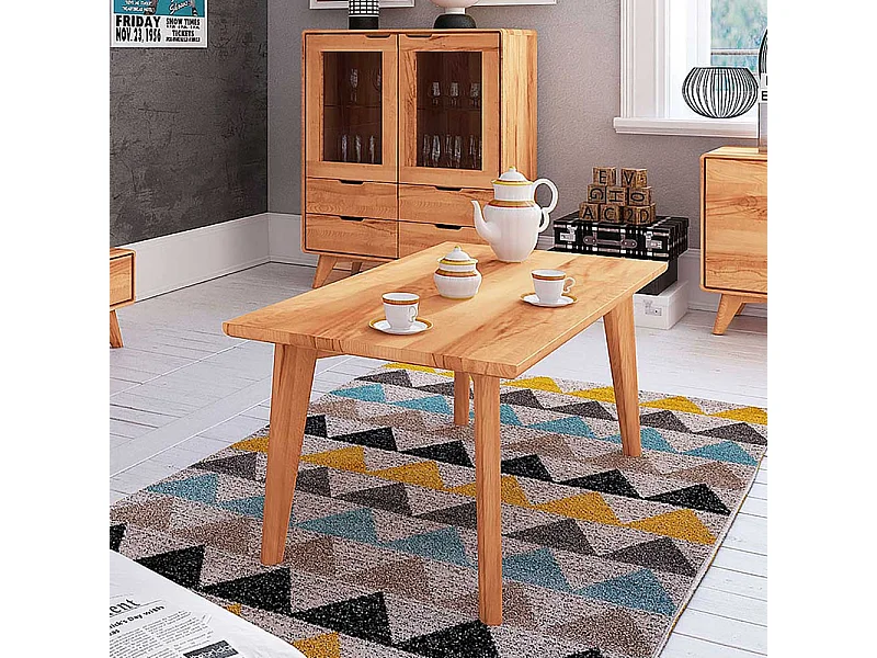 Massivholz Couchtisch aus Kernbuche geölt 4-Fußgestell