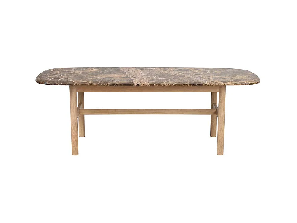 Designcouchtisch mit brauner Marmorplatte Gestell Eiche White Wash