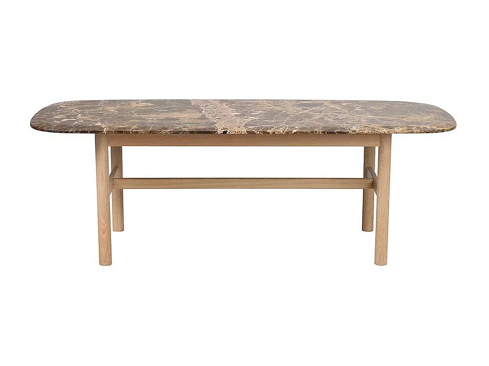 Designcouchtisch mit brauner Marmorplatte Gestell Eiche White Wash