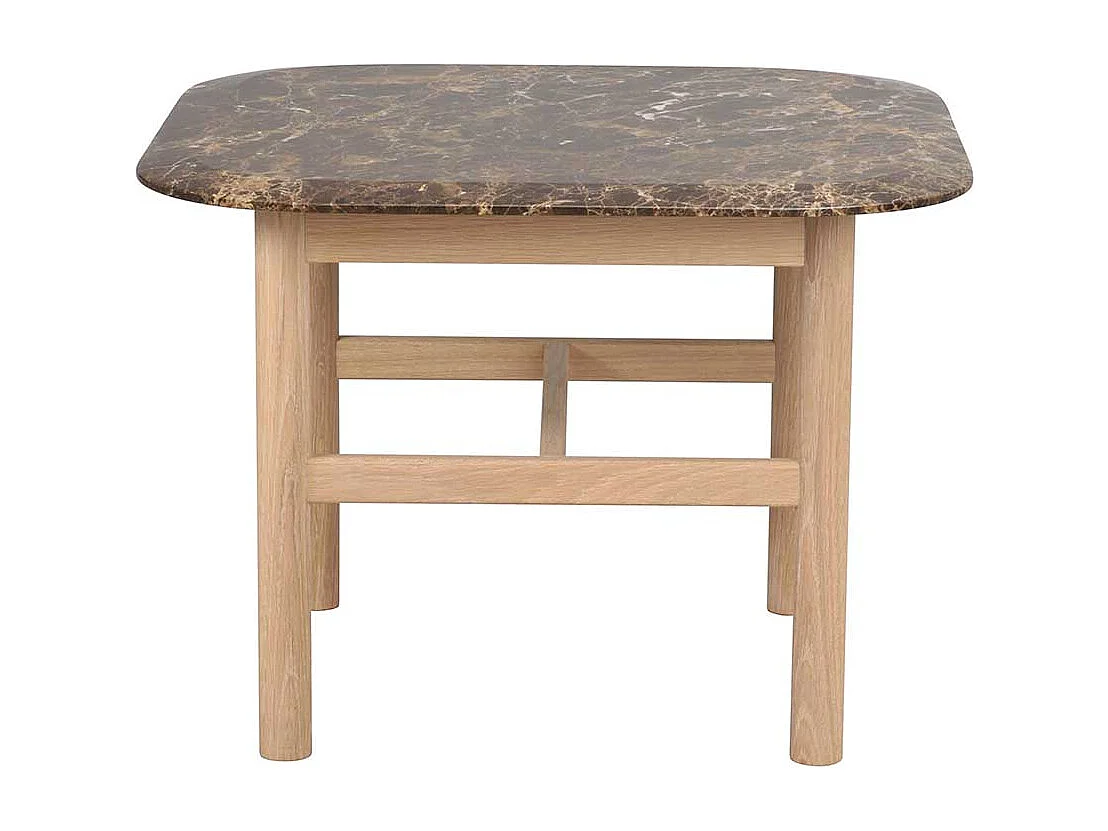 Designcouchtisch mit brauner Marmorplatte Gestell Eiche White Wash