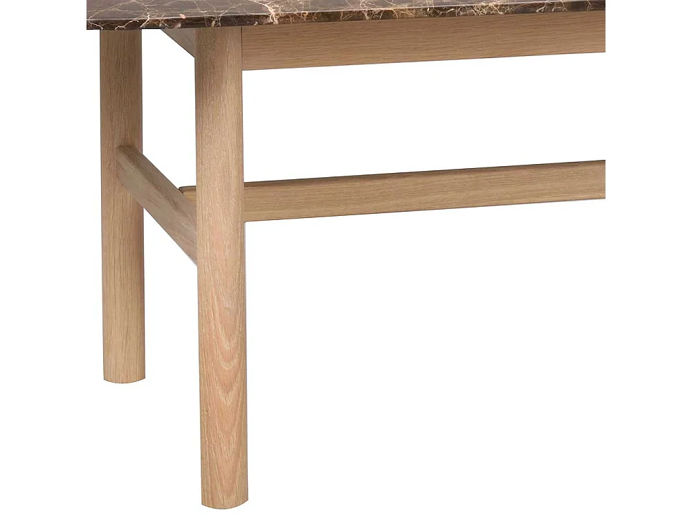 Designcouchtisch mit brauner Marmorplatte Gestell Eiche White Wash