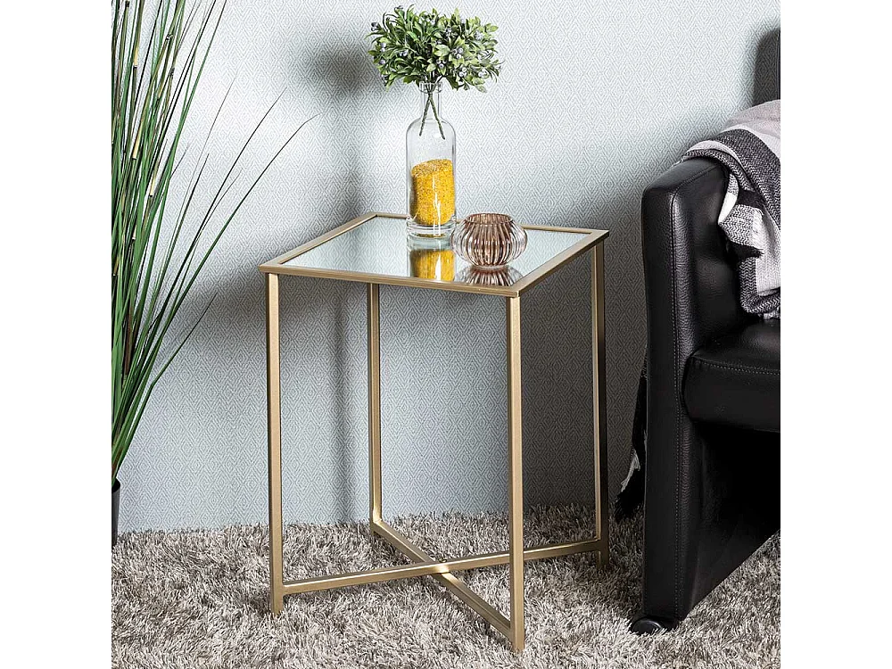 Coffee Table in Goldfarben Spiegelglas Platte