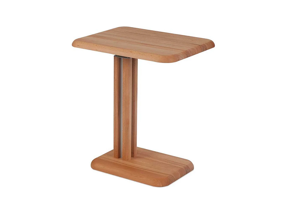 Höhenverstellbarer Telefontisch aus Wildeiche Massivholz rollbar