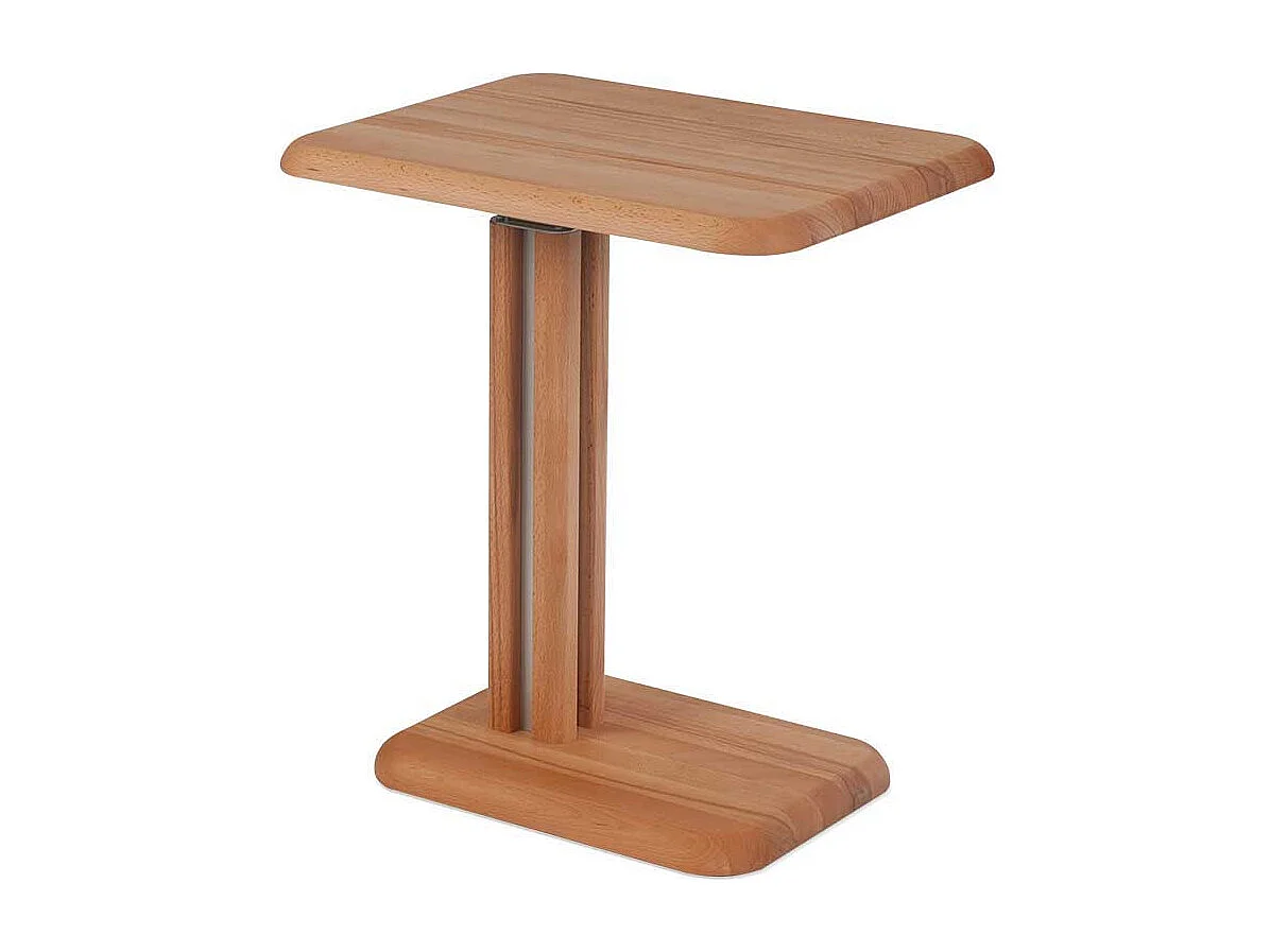 Höhenverstellbarer Telefontisch aus Wildeiche Massivholz rollbar