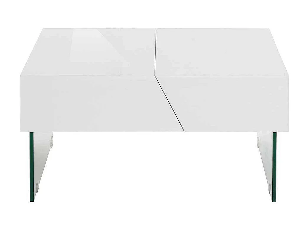 Sofatisch in Weiß Hochglanz Glaswangen