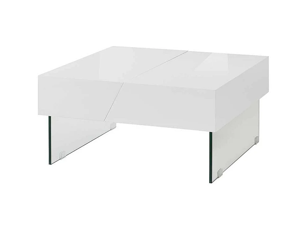 Sofatisch in Weiß Hochglanz Glaswangen