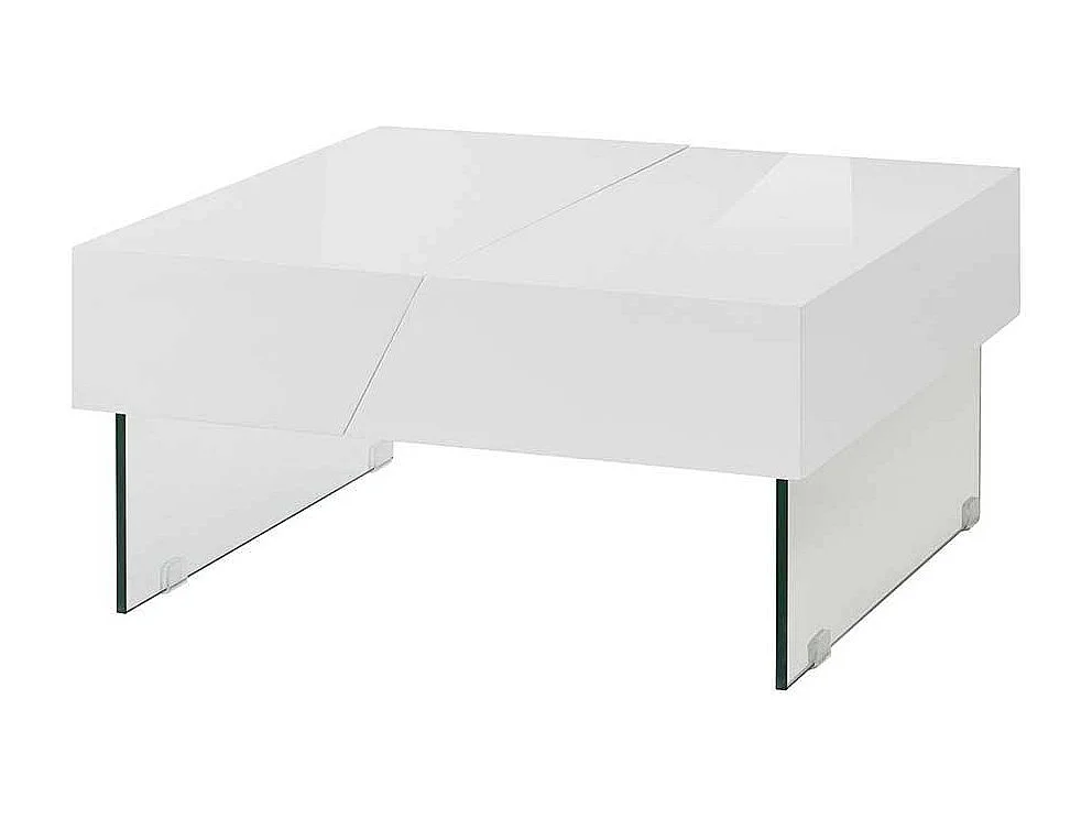 Sofatisch in Weiß Hochglanz Glaswangen