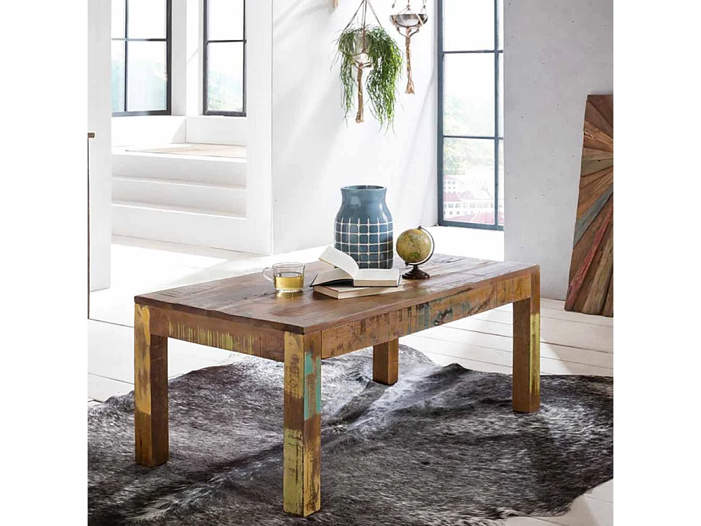 Couchtisch im Shabby Chic Design Braun Bunt