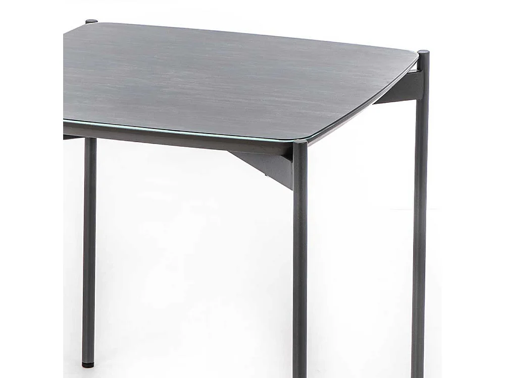 Glasbeistelltisch in Blaugrau und Dunkelgrau 45 cm breit