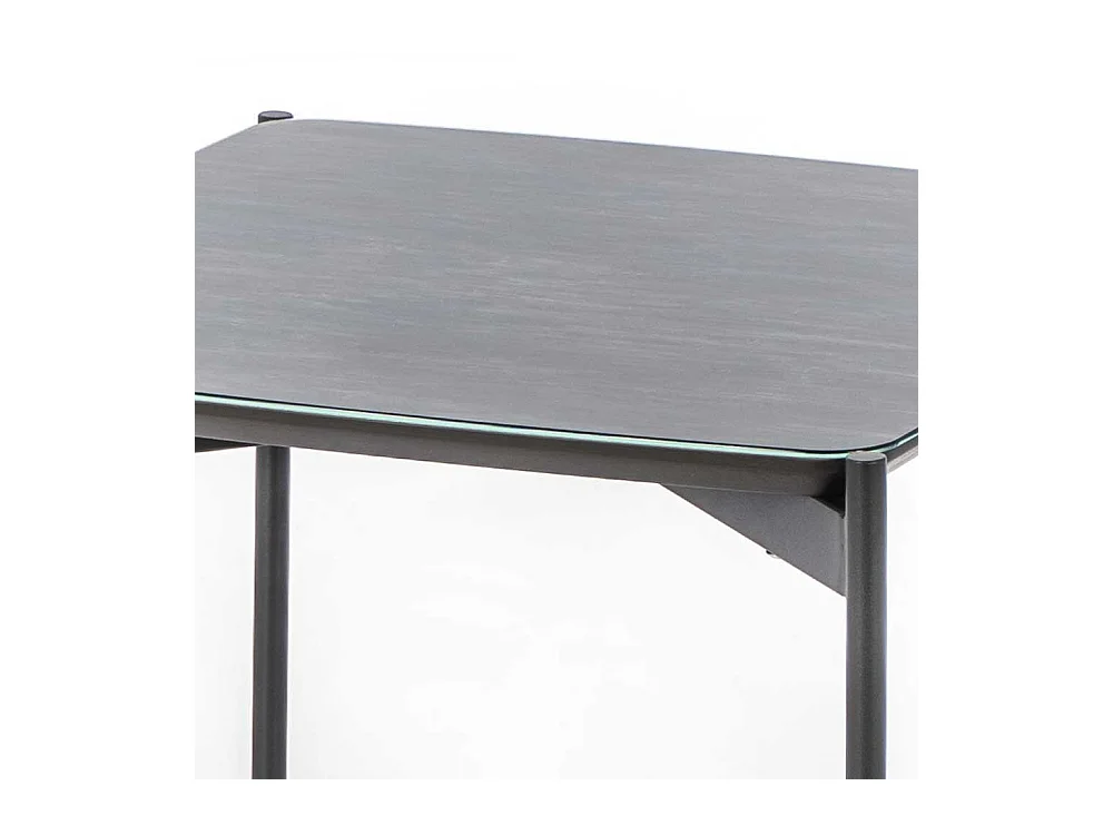 Glasbeistelltisch in Blaugrau und Dunkelgrau 45 cm breit