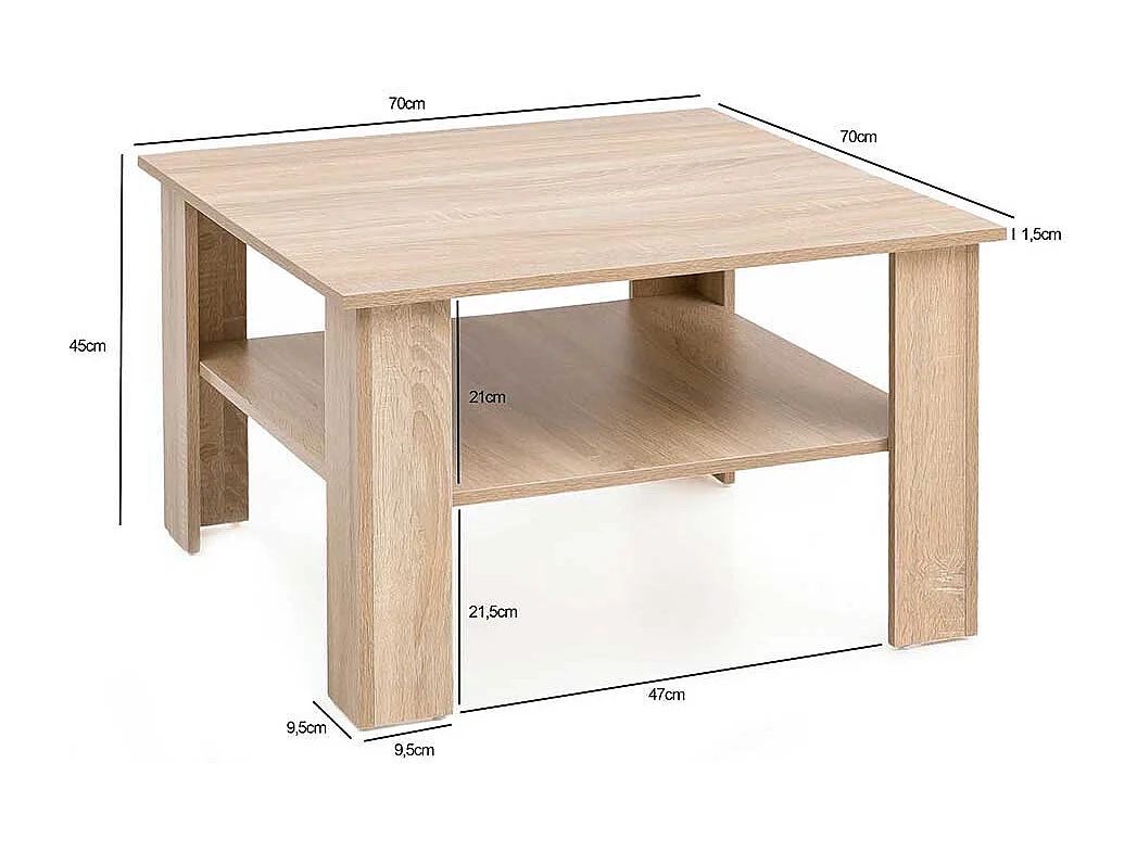 Sofatisch in Sonoma-Eiche quadratische Form