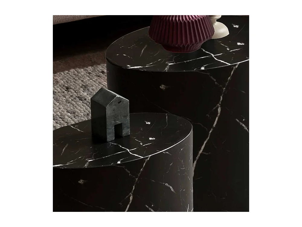 Wohnzimmer Tisch Set mit ovaler Tischplatte Schwarz (zweiteilig)