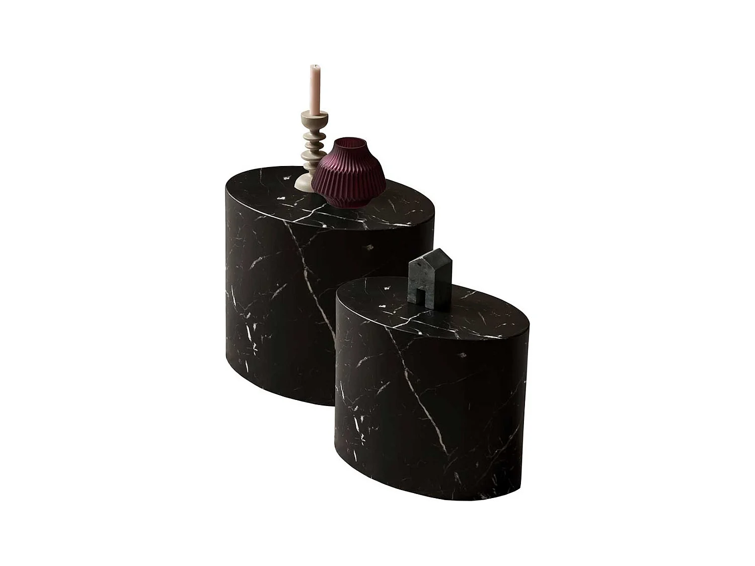 Wohnzimmer Tisch Set mit ovaler Tischplatte Schwarz (zweiteilig)
