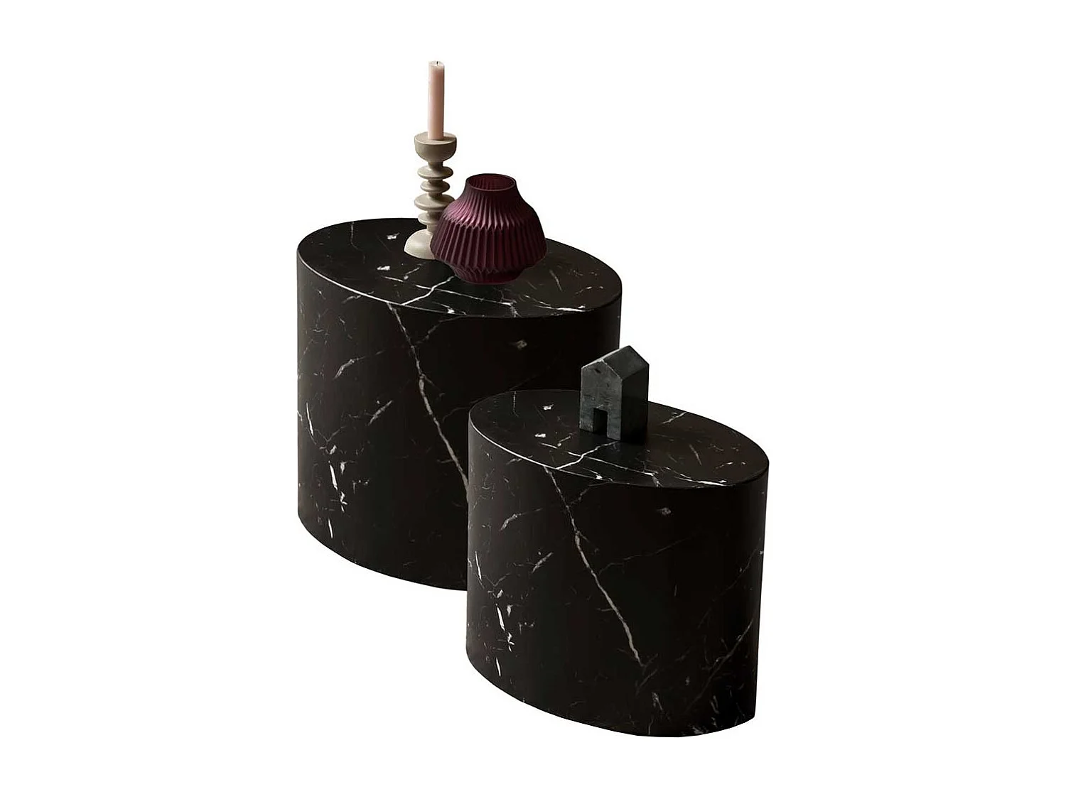 Wohnzimmer Tisch Set mit ovaler Tischplatte Schwarz (zweiteilig)