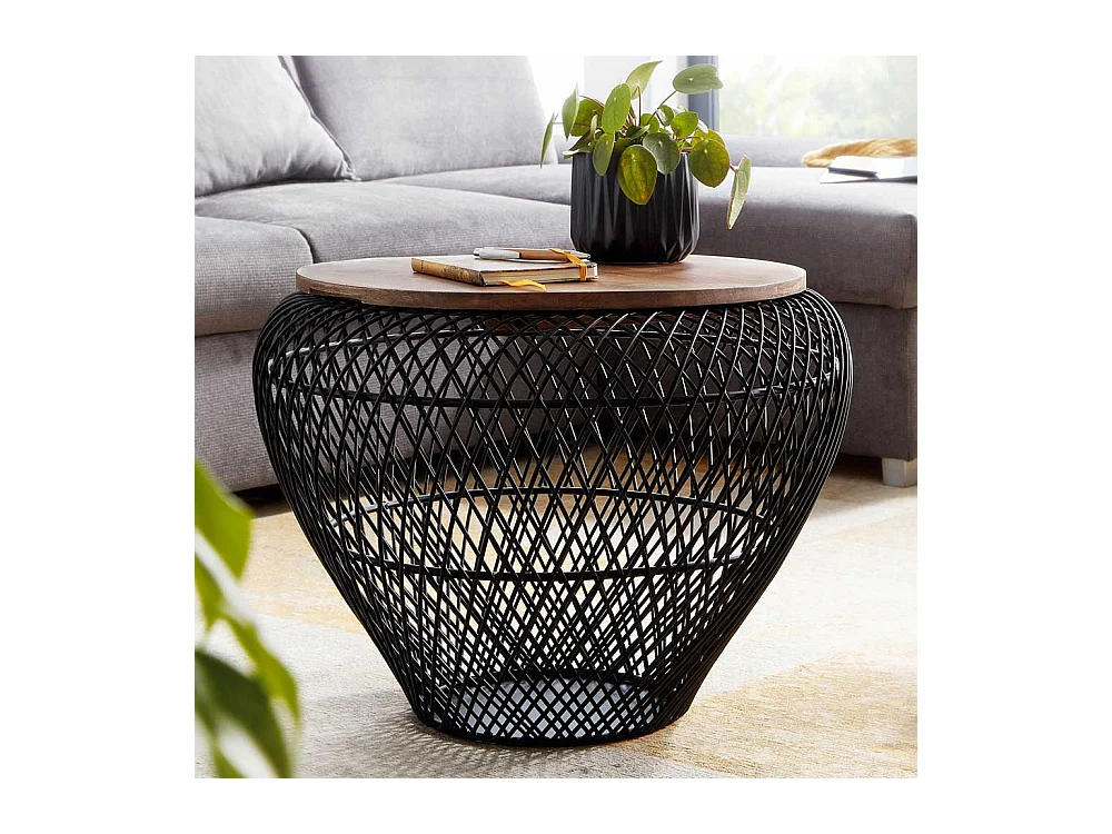 Draht Wohnzimmer Tisch mit abnehmbarer Tischplatte Massivholz