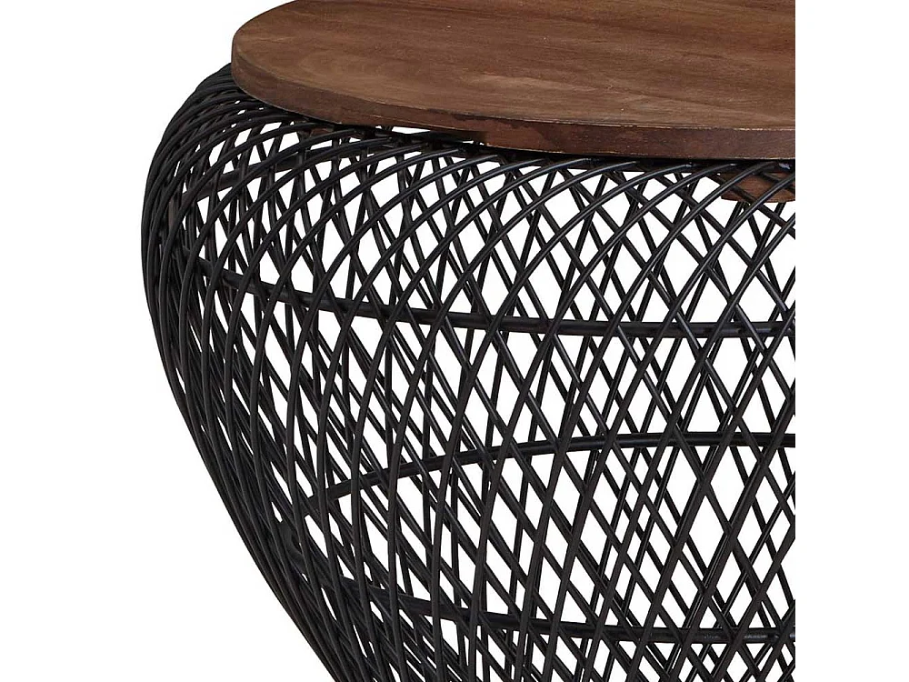 Draht Wohnzimmer Tisch mit abnehmbarer Tischplatte Massivholz