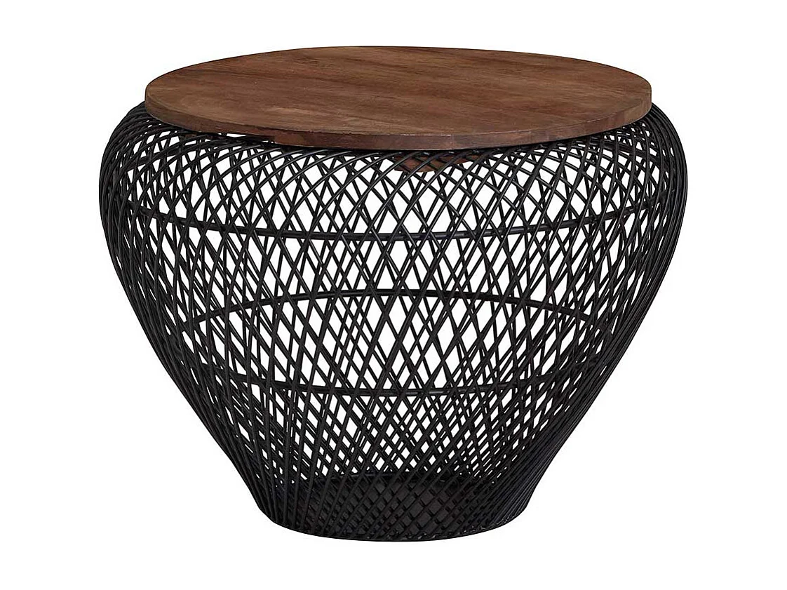 Draht Wohnzimmer Tisch mit abnehmbarer Tischplatte Massivholz